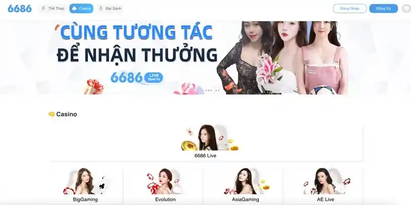 Khám phá kho game đa dạng, đẳng cấp tại Live Casino 6686